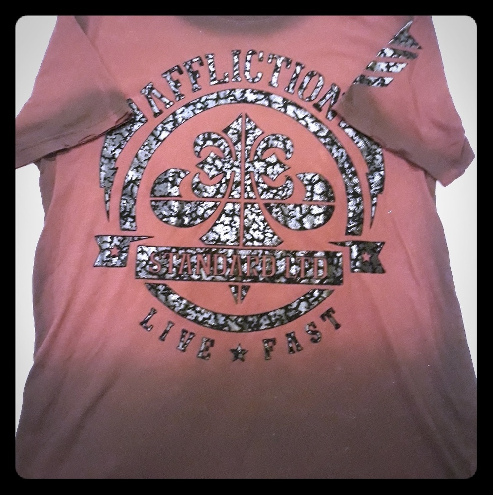 SOLD AFFLICTION Live Fast Embroidered Felt  T